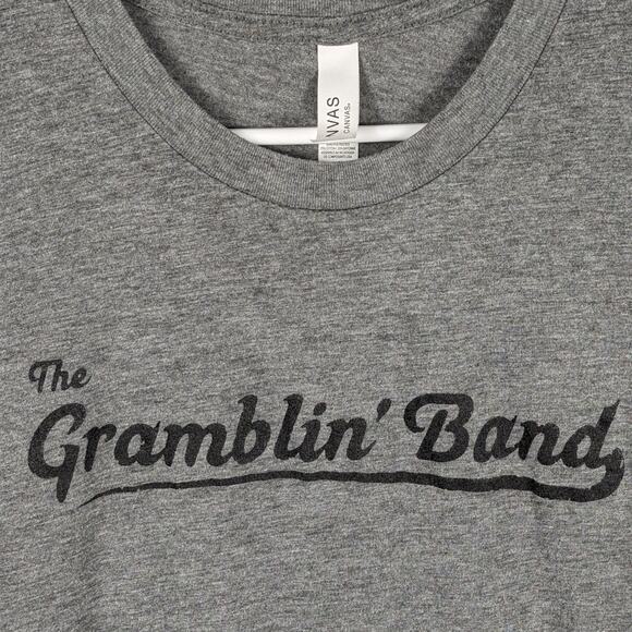 The Gramblin’ Band Gray T-Shirt Men’s Large Bella+Canvas USA Strong Western Bull - Picture 3 of 5